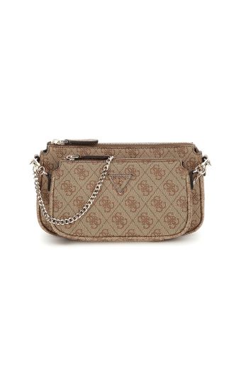 Γυναικεία τσάντα χιαστί/ώμου GUESS HWBG787971 LATTE LOGO/BROWN NOELLE MINI μπεζ