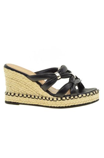 Γυναικείες παντόφλες πλατφόρμες Makis Fardoulis 601-69 μαύρο δέρμα