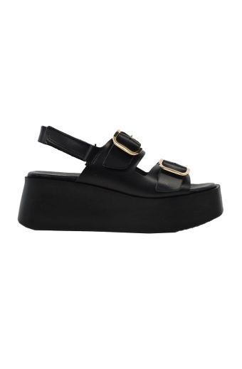 Γυναικείες πλατφόρμες Piedini 2024 μαύρο δέρμα