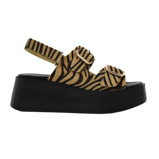 Γυναικείες πλατφόρμες Piedini 2024 ζέβρα δέρμα