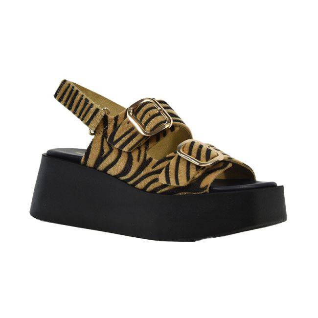 Γυναικείες πλατφόρμες Piedini 2024 ζέβρα δέρμα