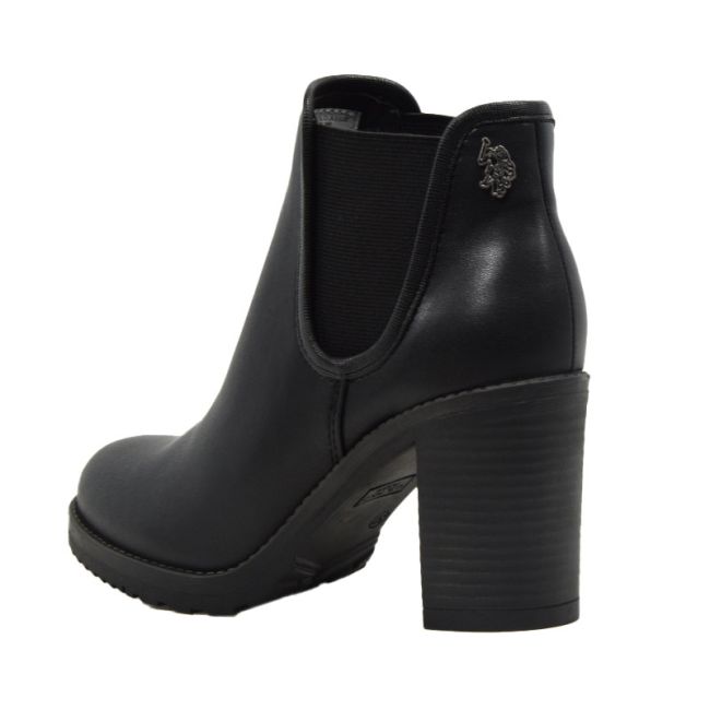 Γυναικείεα μποτάκια U.S.POLO ASSN JESSIE003-BLK PU SYNTH.LEATHER-TEXTILE μαύρο