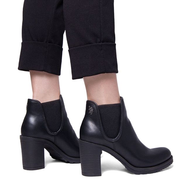 Γυναικείεα μποτάκια U.S.POLO ASSN JESSIE003-BLK PU SYNTH.LEATHER-TEXTILE μαύρο