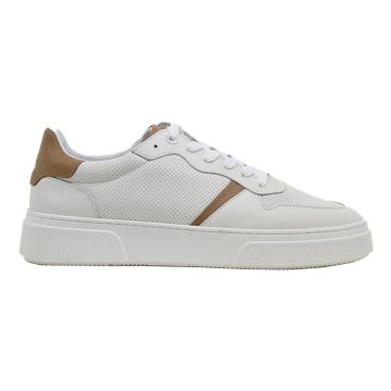 Ανδρικά sneakers BOSS ZA220 STAMP WHI STAMPATO λευκό/ταμπά δέρμα